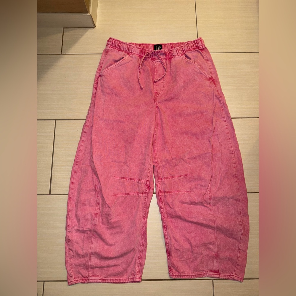 GAP Hot Pink Mid Rose Easy horseshoe Barrel Pants Medium - Picture 2 of 6